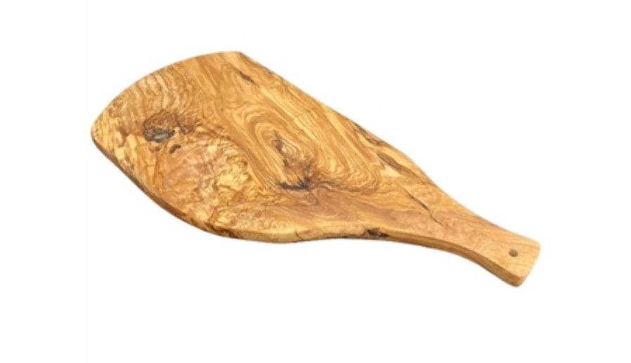 Rustic Olive Wood Cutting Board, Freeform Shape with Handle, Lg, 20&quot; x 10&quot;
