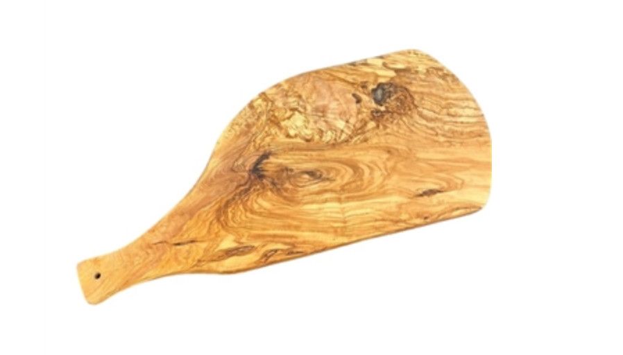 Rustic Olive Wood Board, Freeform with Handle, Med., 15.75&quot; x 7&quot;
