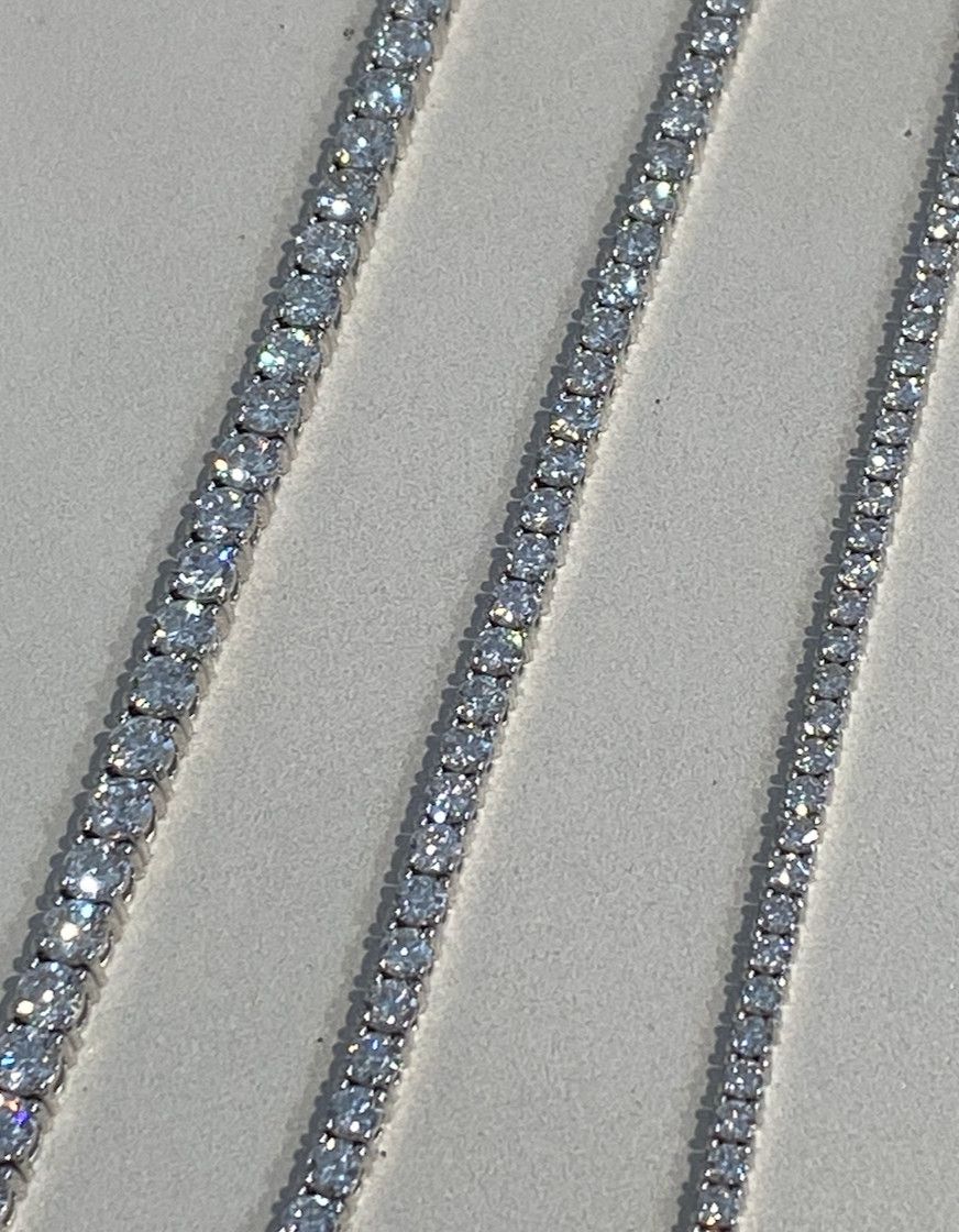 SOLD Bracelet, Lab Diamond Tennis 2.7mm 9.04 grams 14kWG, 4.65 ctw