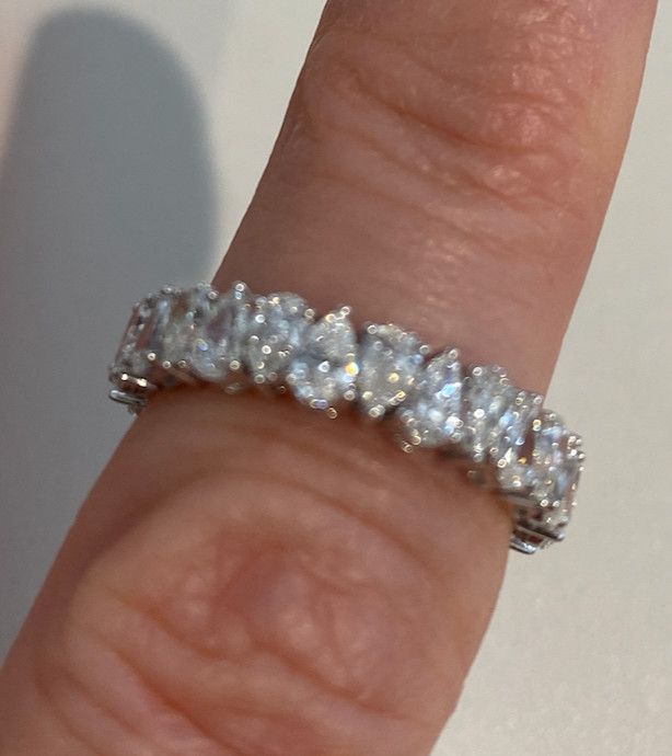 Ring, Lab Diamond Pear Eternity Band, 2.89 grams 14kWG, 2.65 ctw, size 7