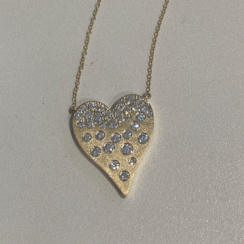 Necklace, Confetti Diamond Heart Pendant 14k 1.35ctw