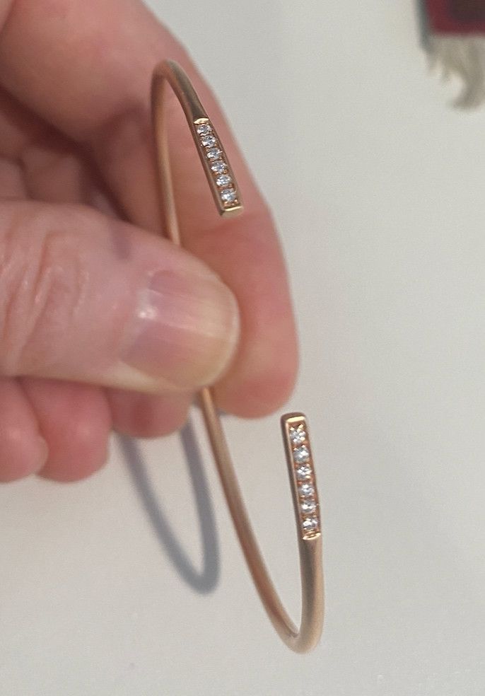 Bracelet, Slim Cuff 14k Rose Gold .10ctw Diamond Accents
