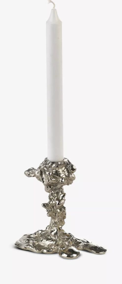 Drip Candle Holder, Silver, Sm, 6&quot;