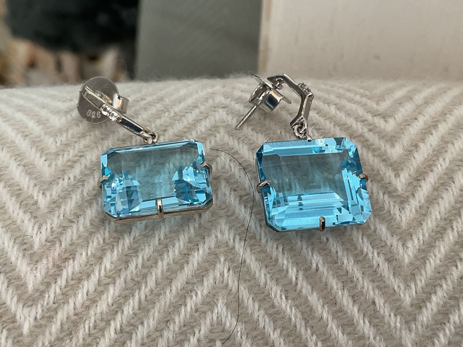 Earrings Blue Topaz 26.7ct. Wht Topaz Accent Vermeil