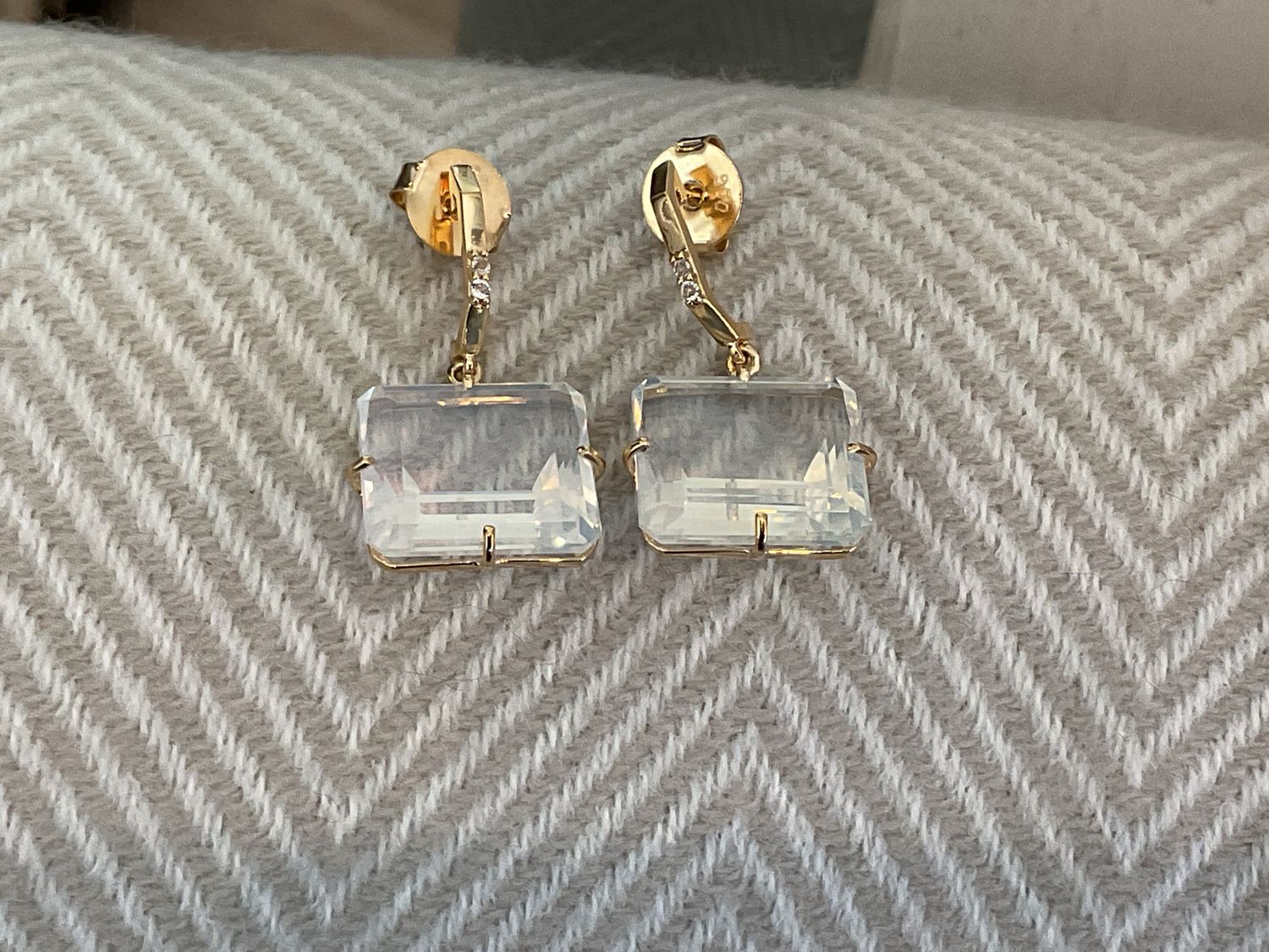 Earrings Opal Quartz 26.7cts. Wht Topaz Accent Vermeil