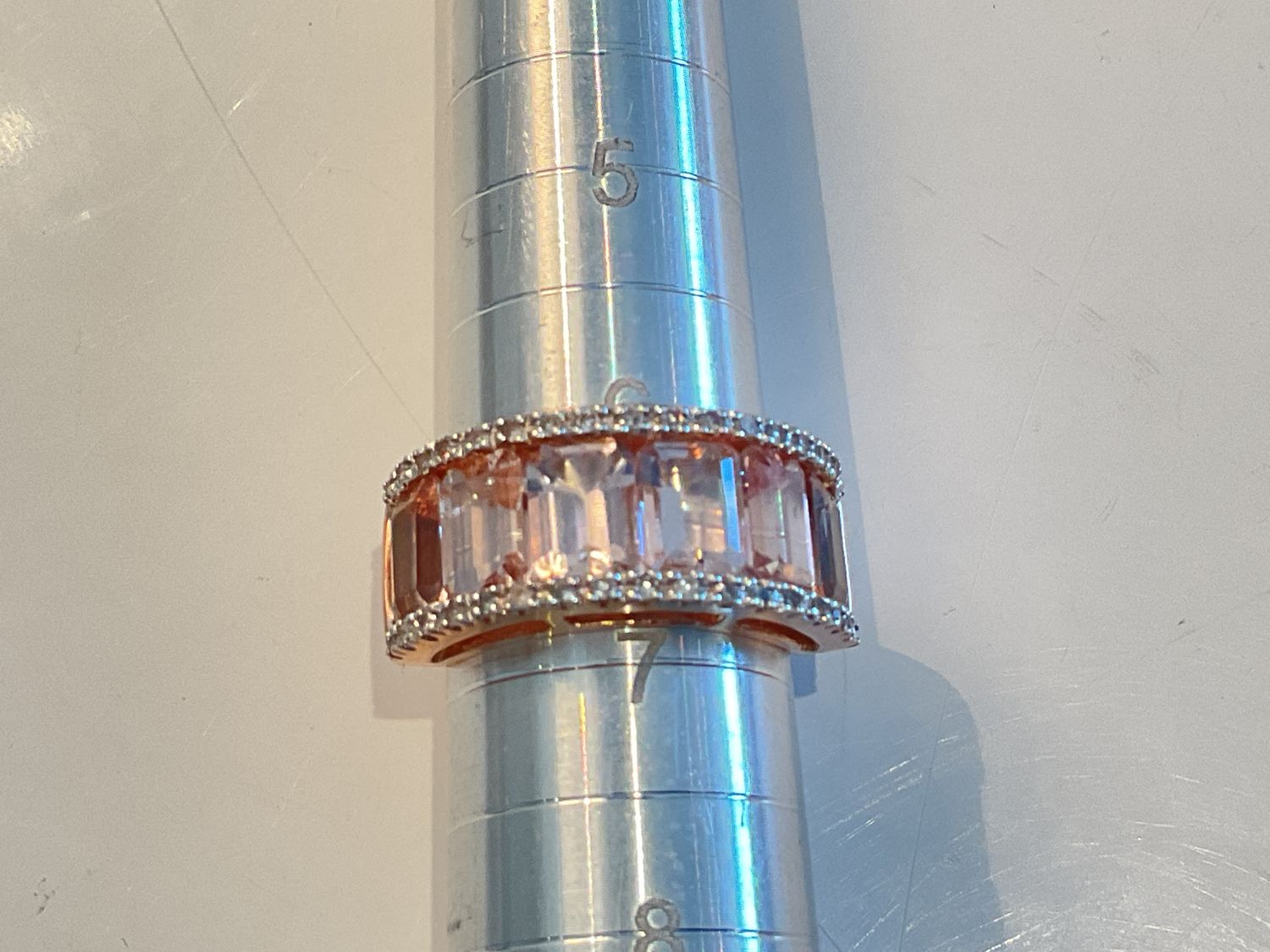 Ring  sz.6.5 Morganite W/ Diamond 14k Rose Gold