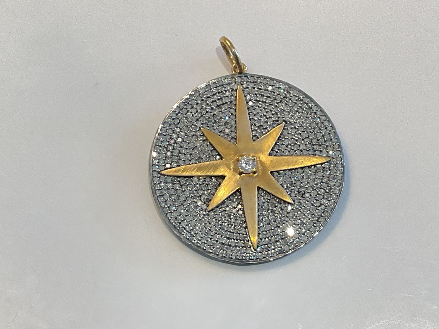Pendant Round Diamond 2.12ct Sterling 14K Morning Star