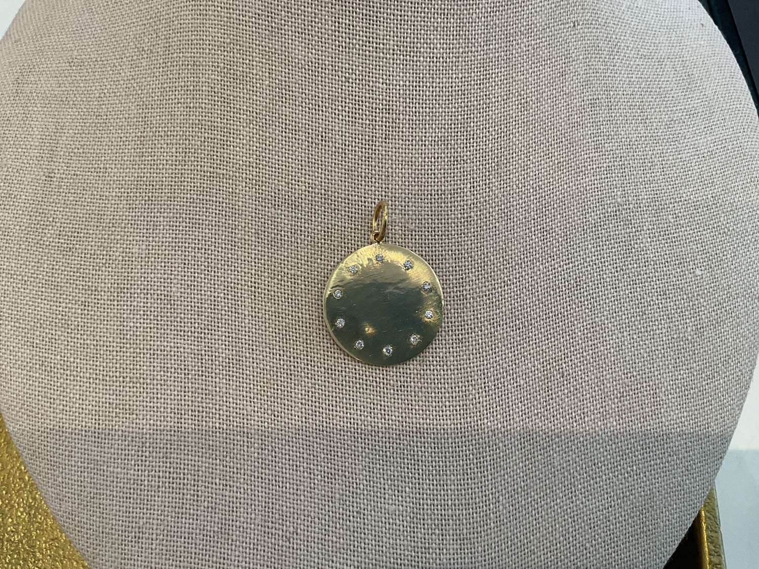 Pendant, 14K YG Round Disc with Diamonds, .26 Carat