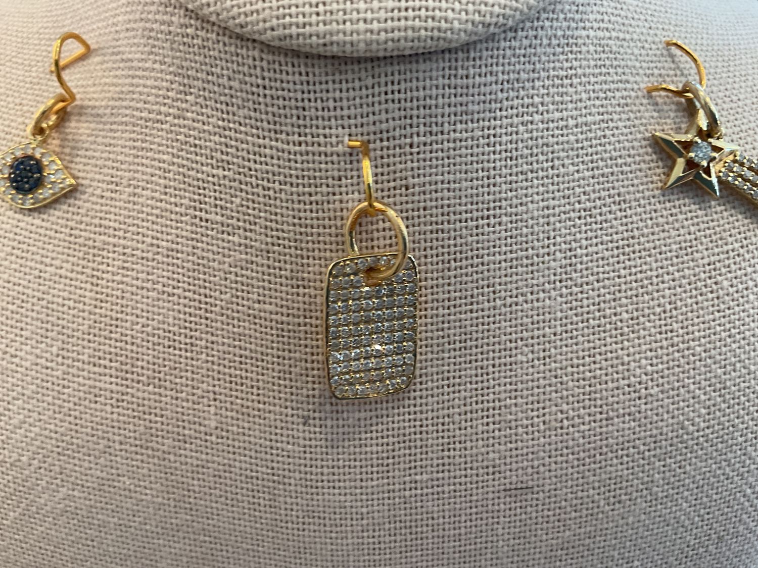 Pendant, 14k Diamond Dog Tag, .82Ct