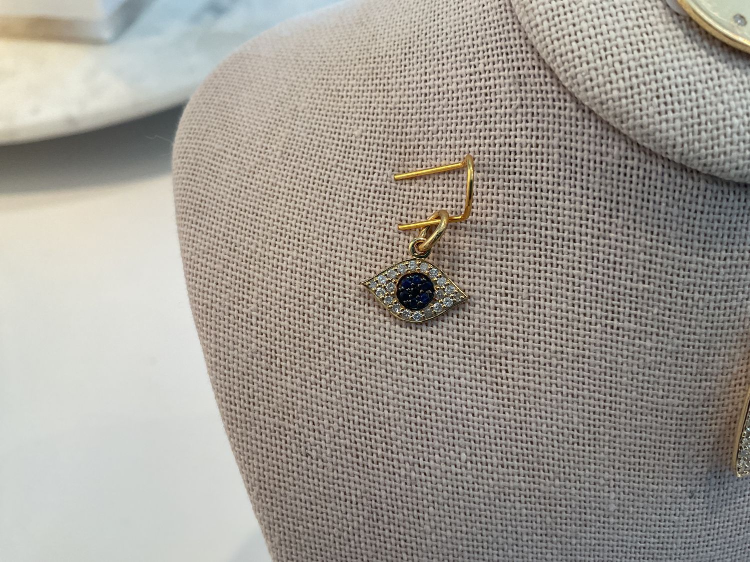 SOLD Pendant, 14K YG Diamond &amp; Sapphire Evil Eye, .57 Carat