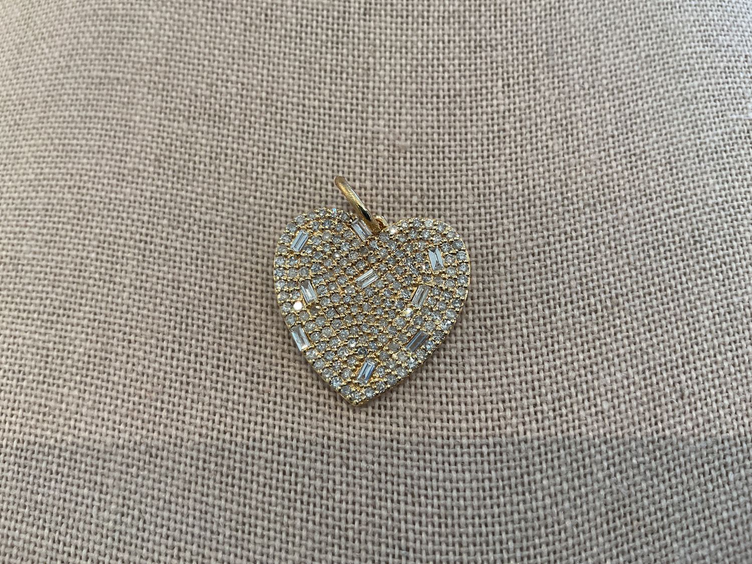 Pendant, 14K Heart with Mixed Cut Diamonds, 1.1 Carats, .75 &quot;