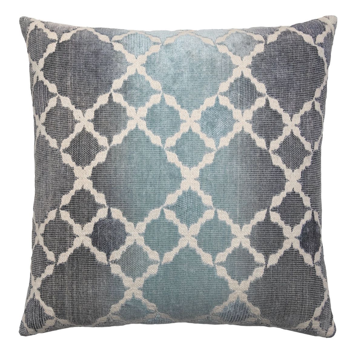 Pillow. Trellis Jacquard , Blue/Gray (Storm), 22&quot; x 22&quot;