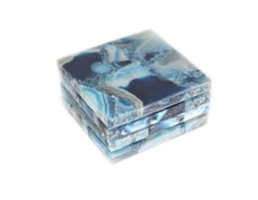 Blue Agate Coasters, Set/4