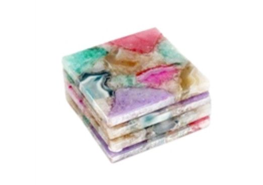 Genuine Agate Coasters, Mixed Colors, Set/4
