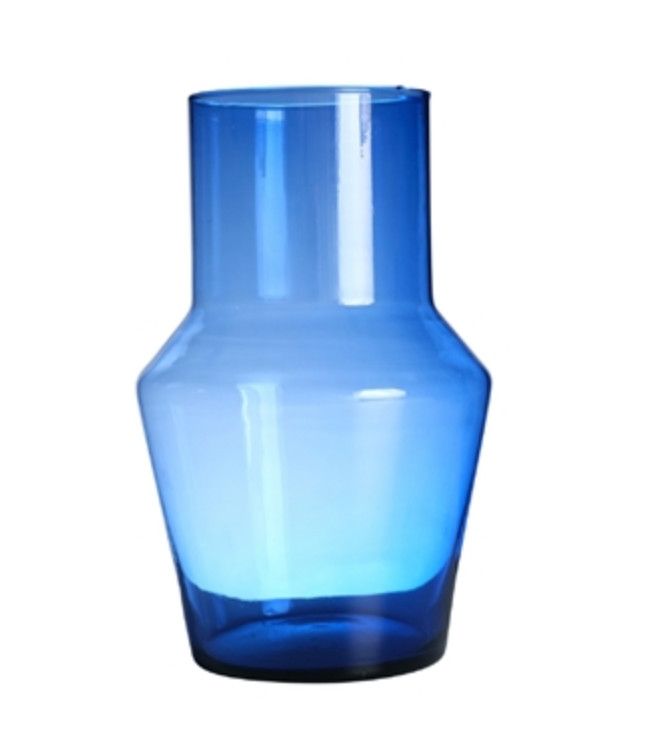 Mouth-blown Glass Vase, Blue Recycled Glass, 11&quot;H
