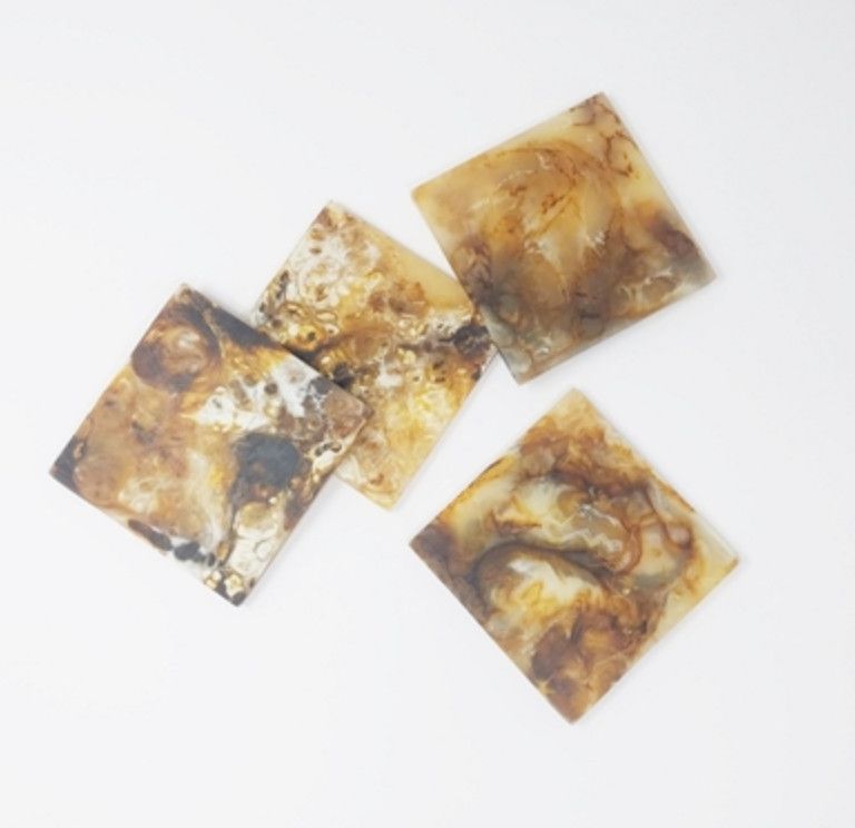 Tortoiseshell Coasters, Sq., Set/4