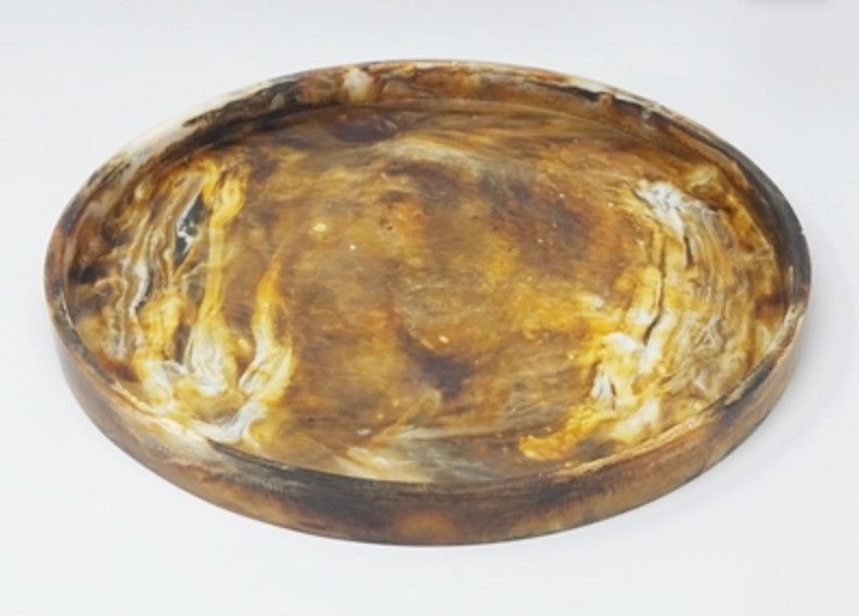 Tortoiseshell Round Tray, Resin, 16&quot; D