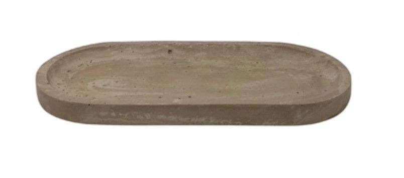 Serving Tray, Oval, Beige Resin, 17&quot; x 8&quot;