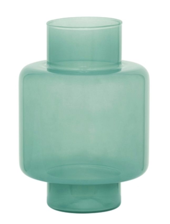 Vase, Recycled Glass, Aqua Blue Green, 10.5&quot; H
