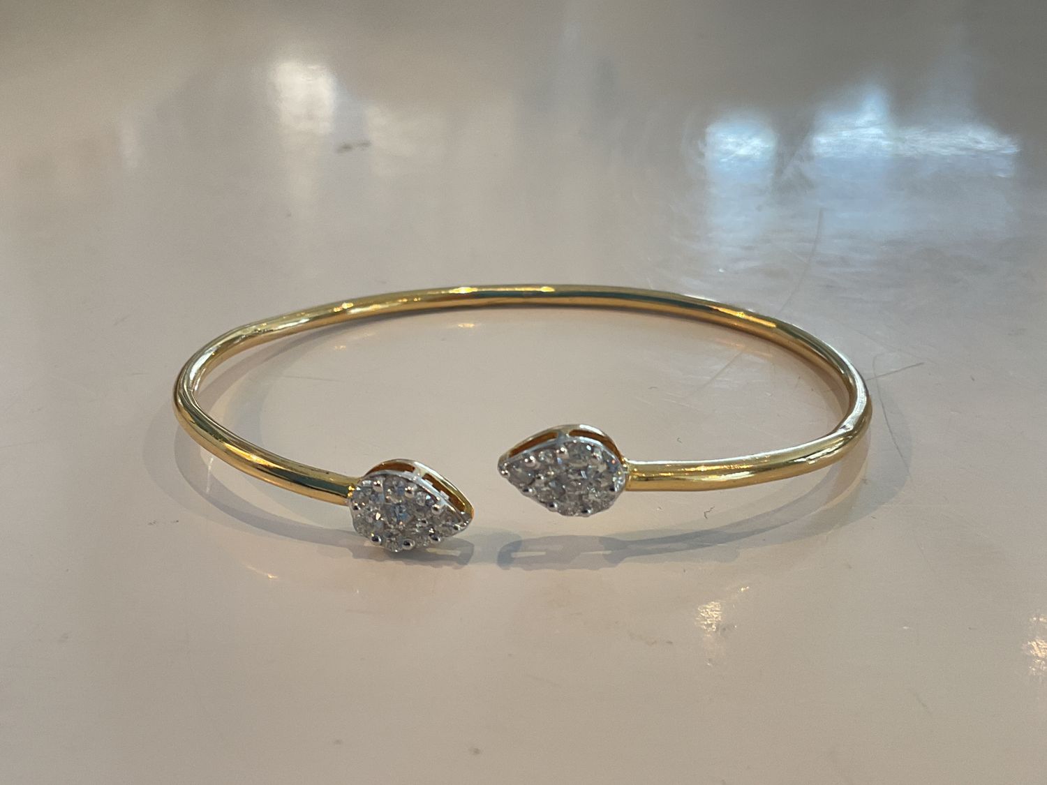 Bangle 14K Diamond Encrusted Tear Drops .80ct