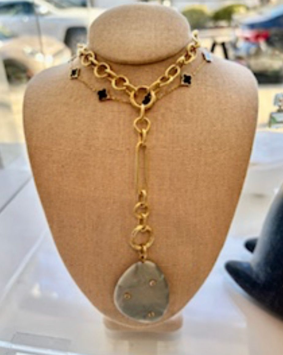 Necklace, 14K Yellow Gold  Bold Link Y Chain With Diamond Connector