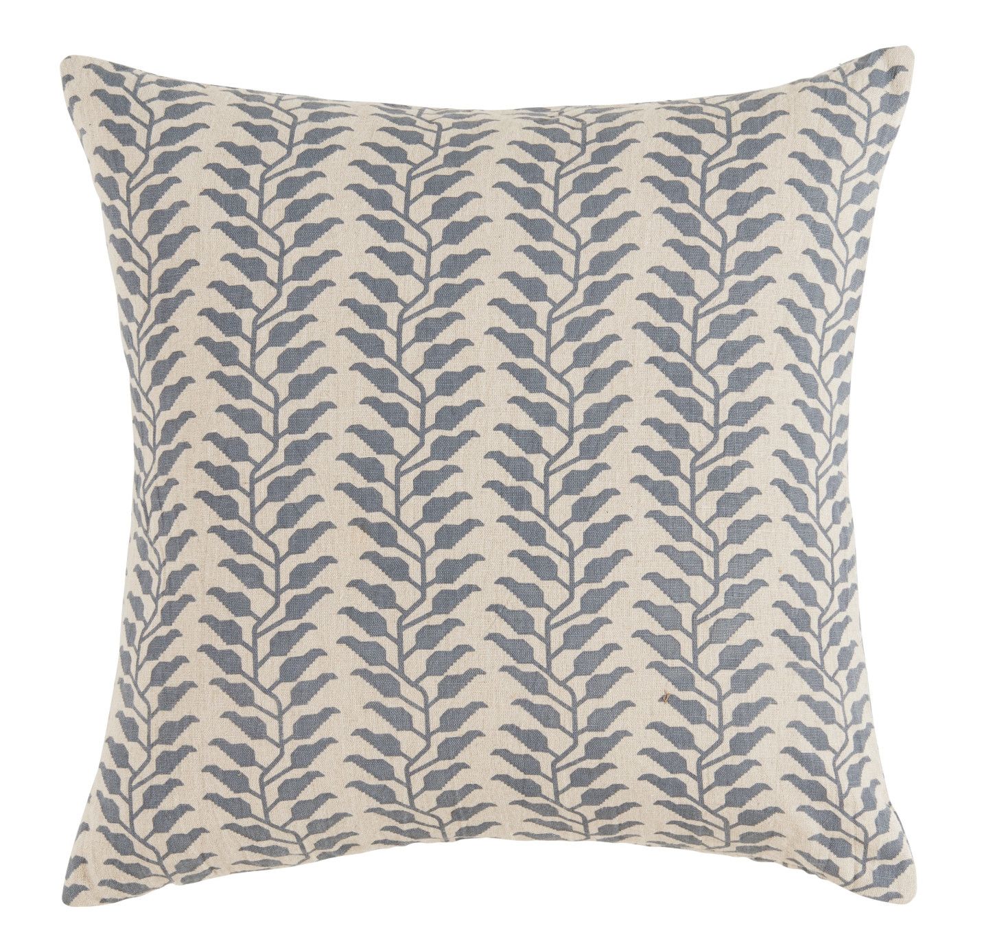 SOLD Pillow, Linen, Beige with Blue Ivy, Down-Filled, 22&quot; x 22&quot;