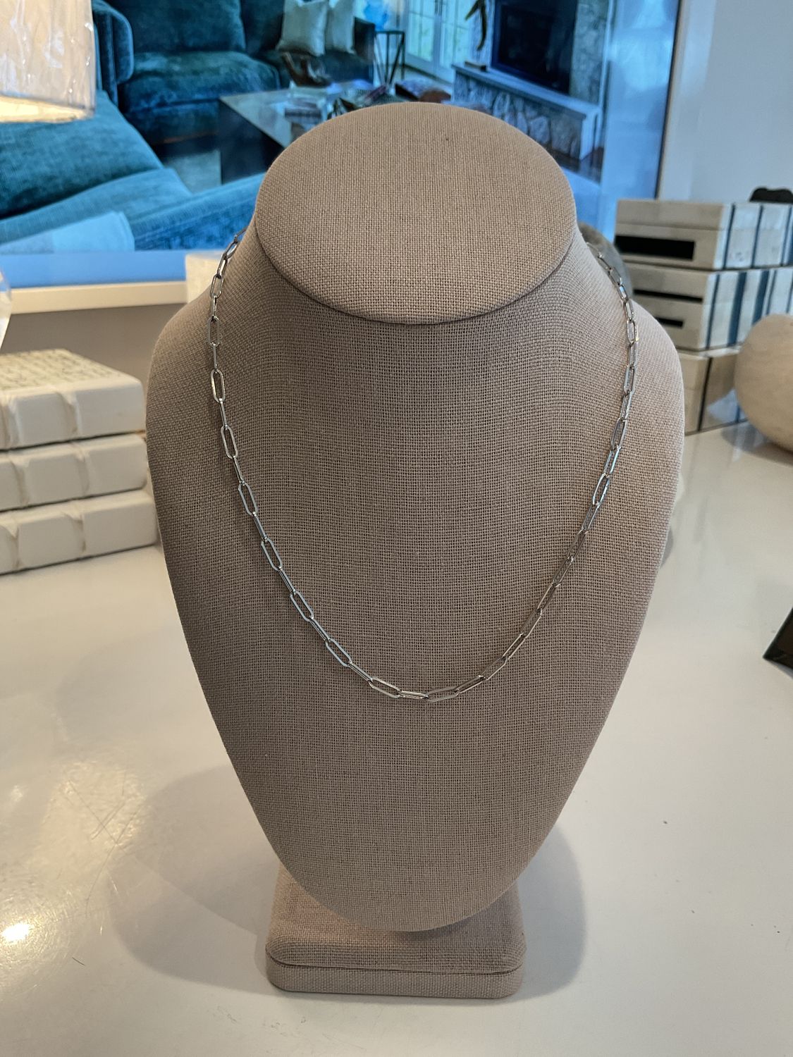 Necklace, Sm 14K White Gold Paperclip Link Chain, 18&quot;