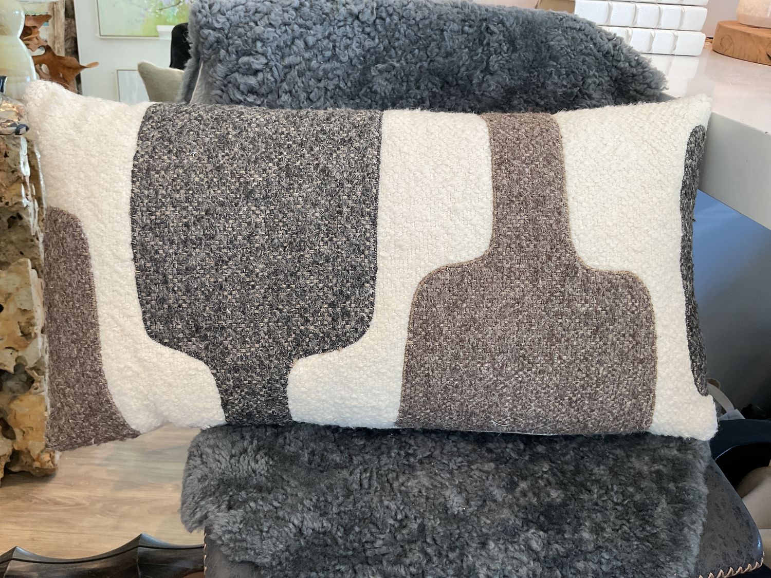 Lumbar Long Pillow Boucle Nat Combo 14x26