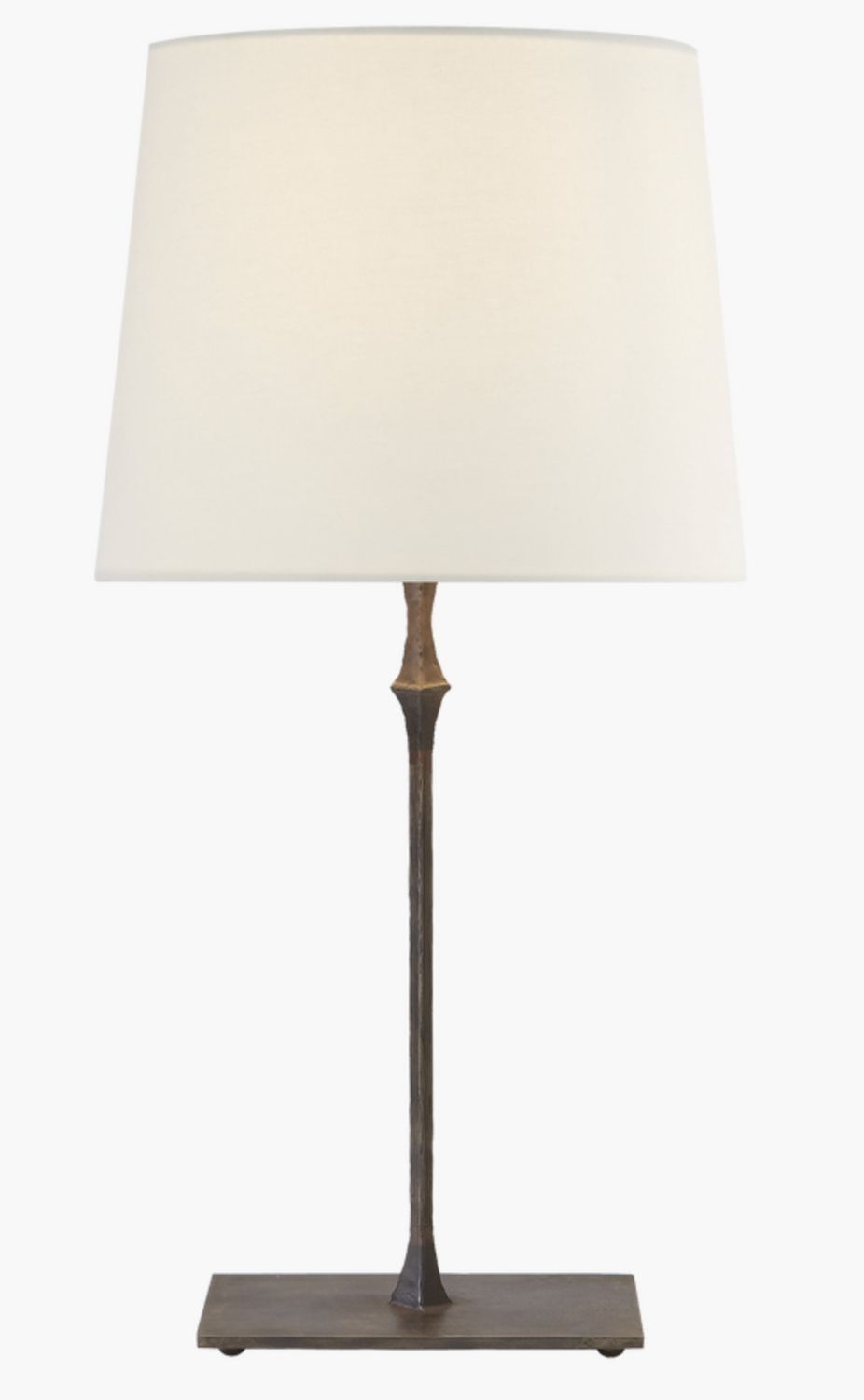 Bedside Table Lamp, Dk Aged Iron , Linen Shade, 23.5&quot;H x 12&quot; Base