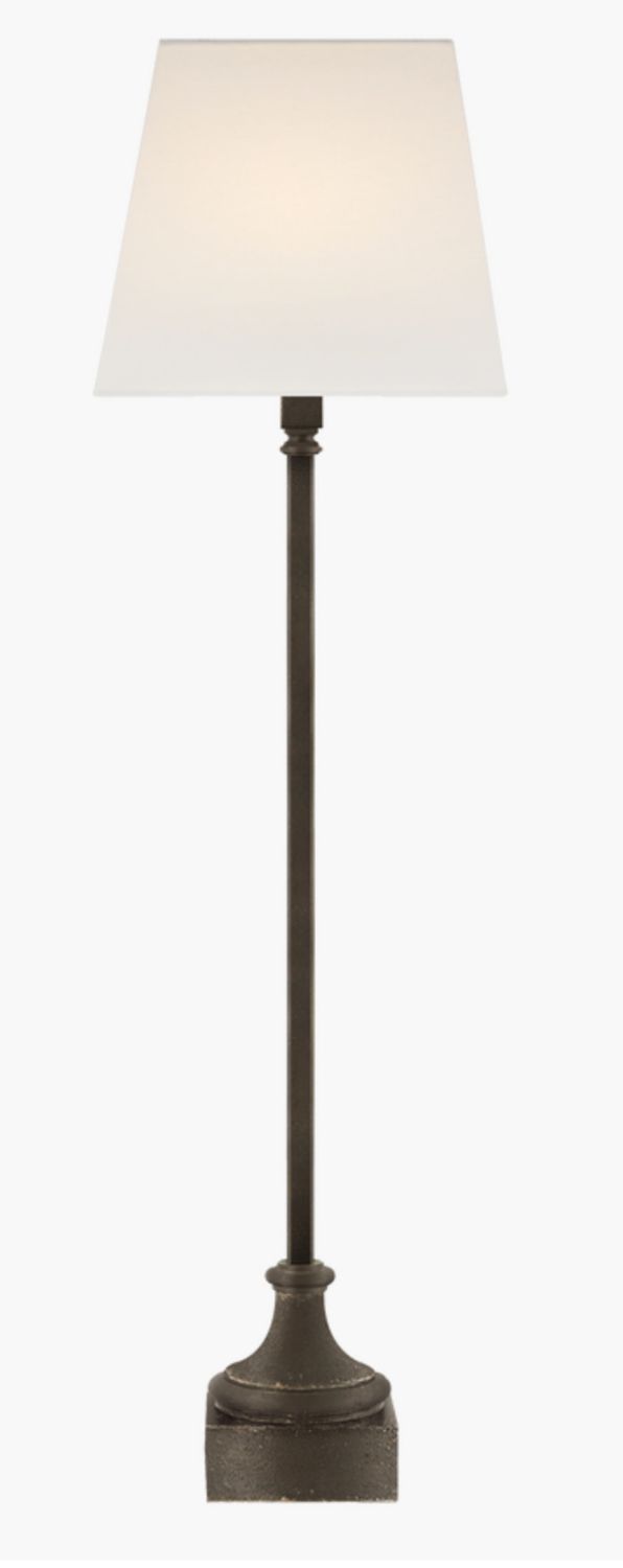 Buffet Lamp, Aged Iron (Dark Finish) with Linen Shade, 32&quot; H