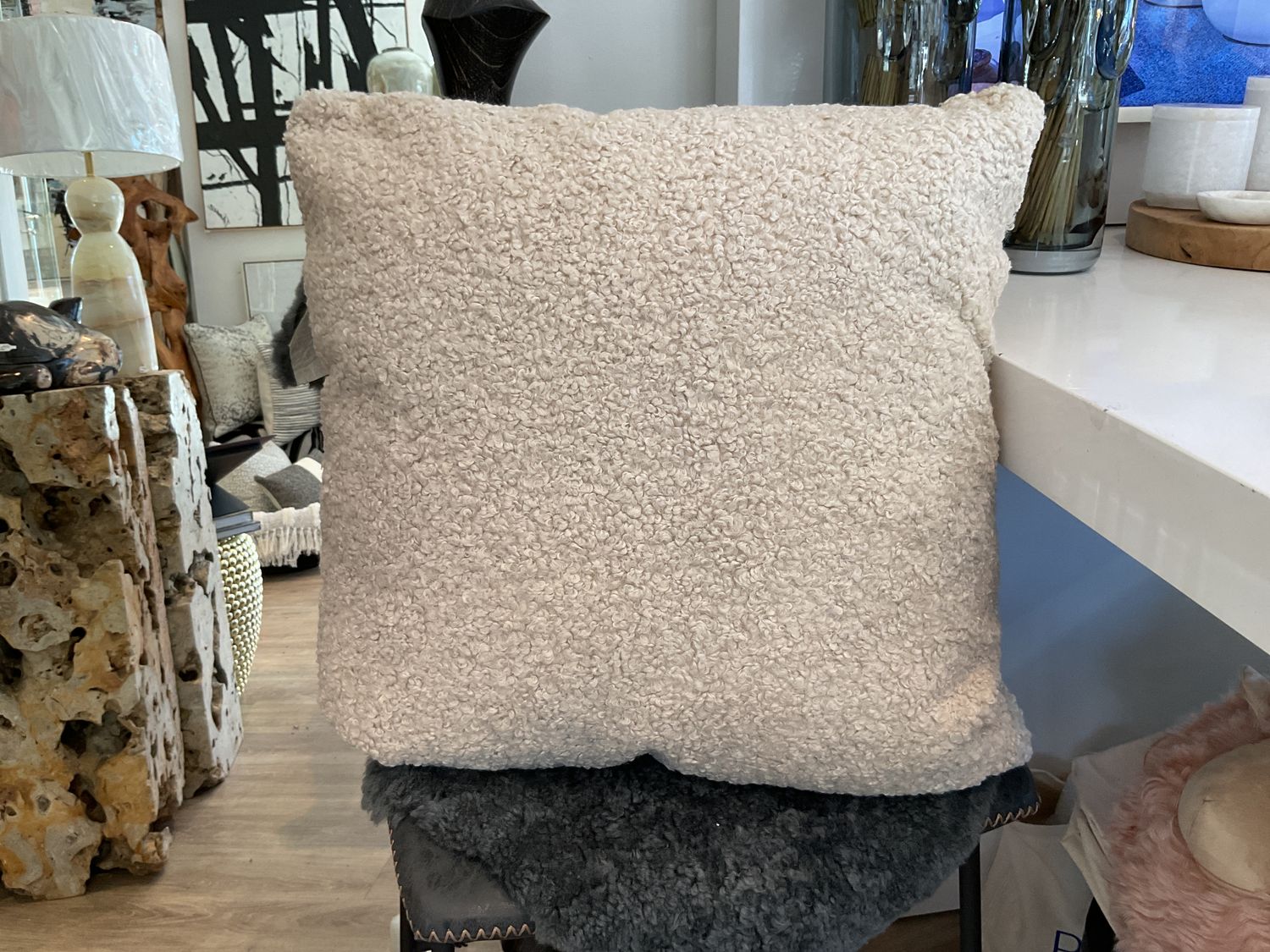 Pillow Boucle Cream Tan 24x24