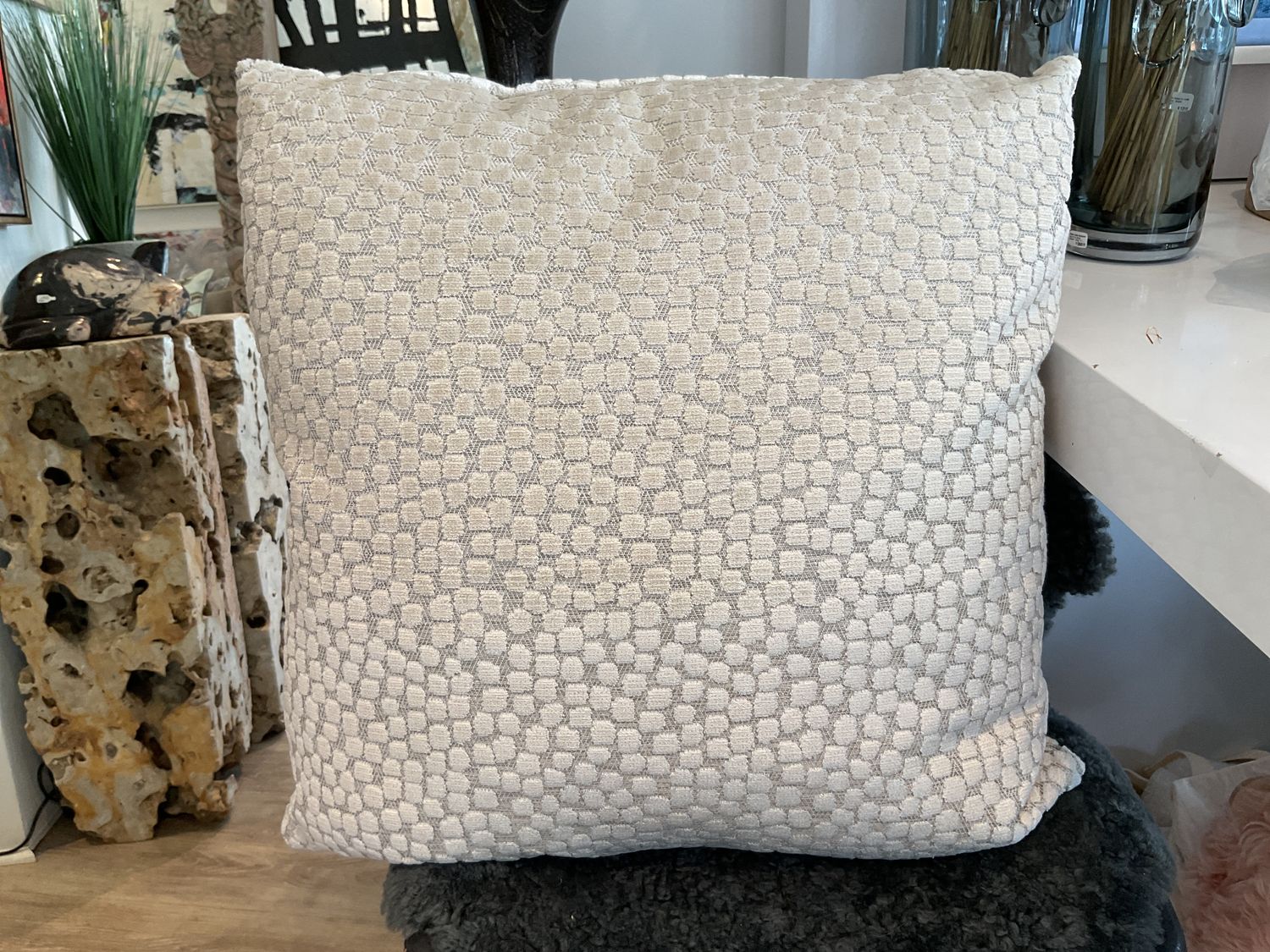 Pillow Burnt Velvet Speckled Stone 24 x 24
