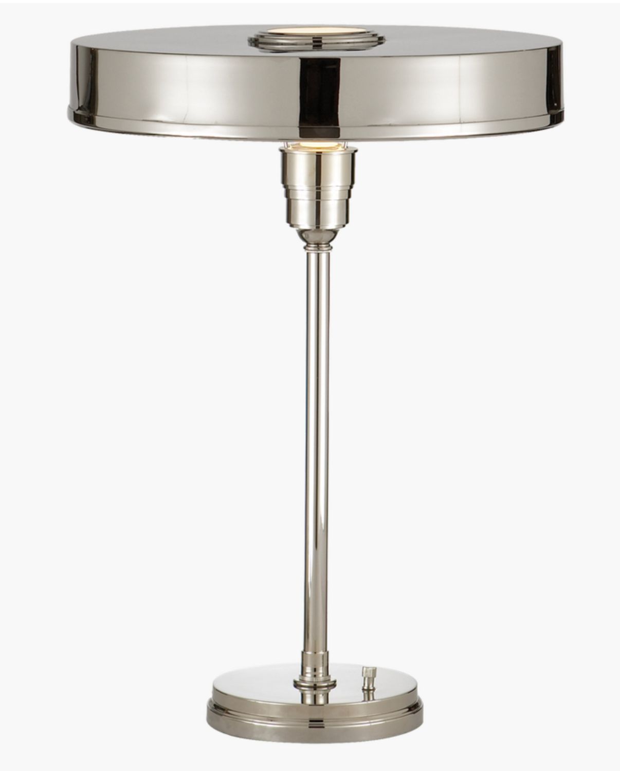 Table Lamp, Polished Nickel , Round Metal Shade, 21&quot; H x 15.5&quot; D