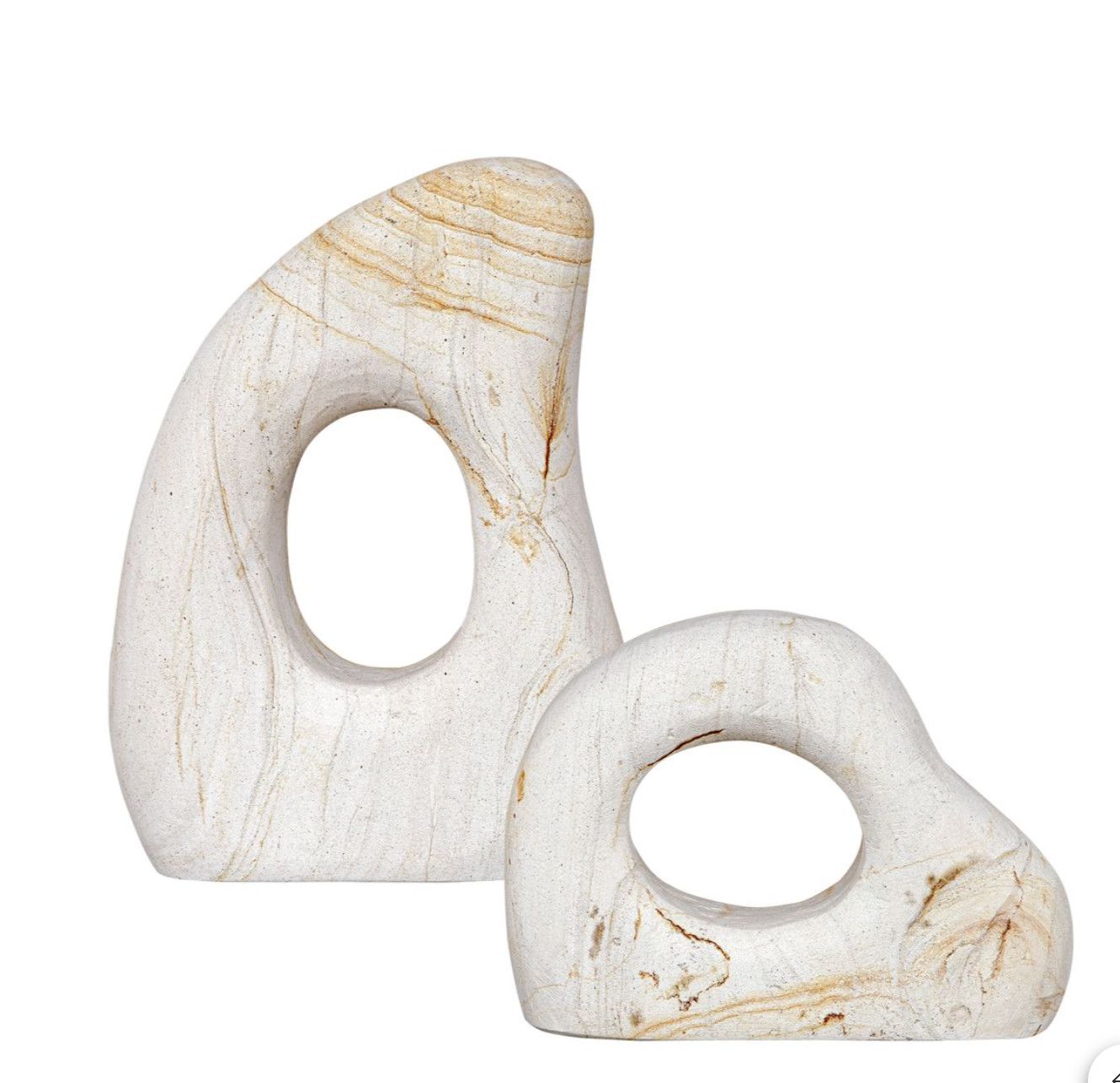 Stone Organic Sculptures, Set/2, Center Round Cut-Out