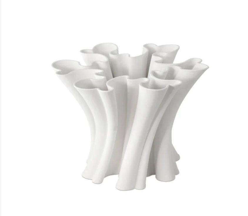 Vase Porcelain Twist White Not watertight 7.5&quot;h x 10.5&quot;w x 9.75&quot;d