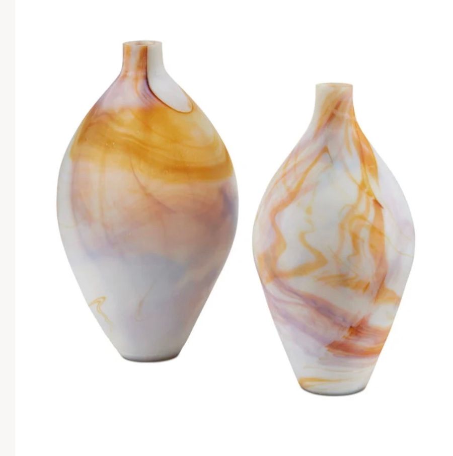 Vase Glass Mouth Blown Artisanal Medium 18&quot;h x 9.5&quot;d
