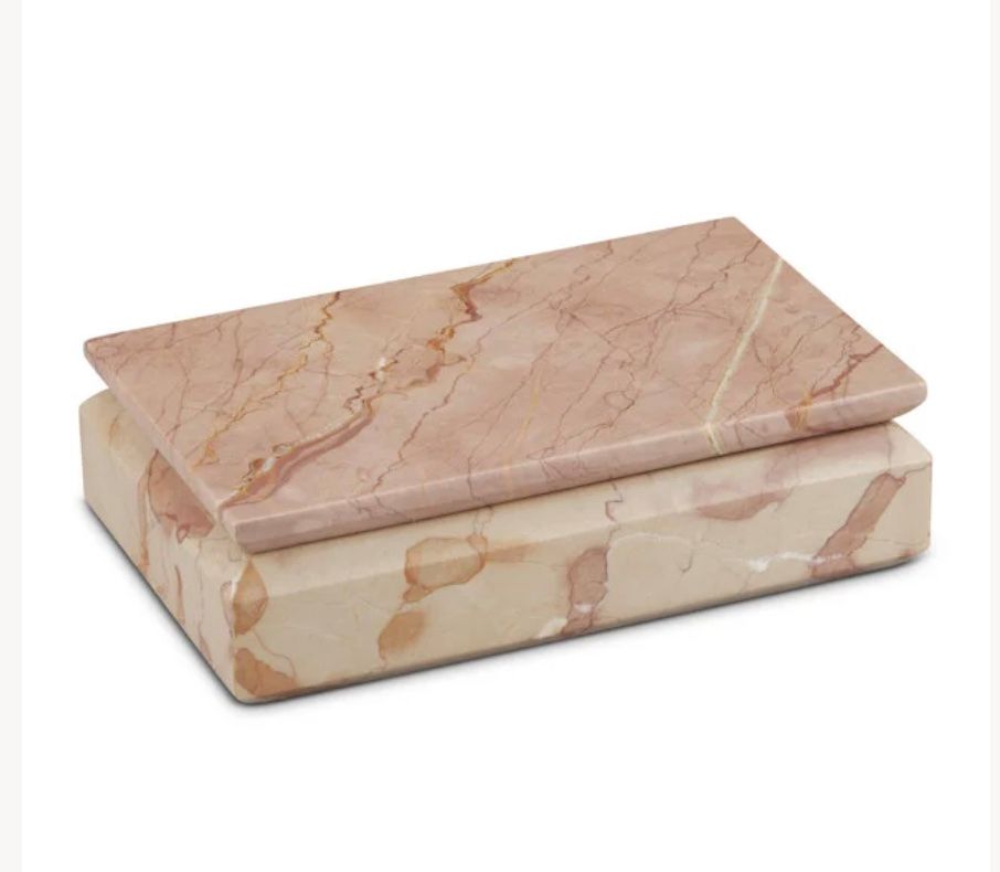 Box Rosa Cappuccino Marble Pinks &amp; Creams 2.75&quot;h x 10&quot;w x 6&quot;d