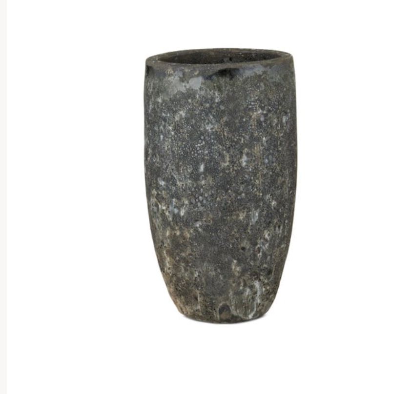 Planter Reactive Black Glazed W/ Drain hole2 5&quot;h x 14.5&quot;d