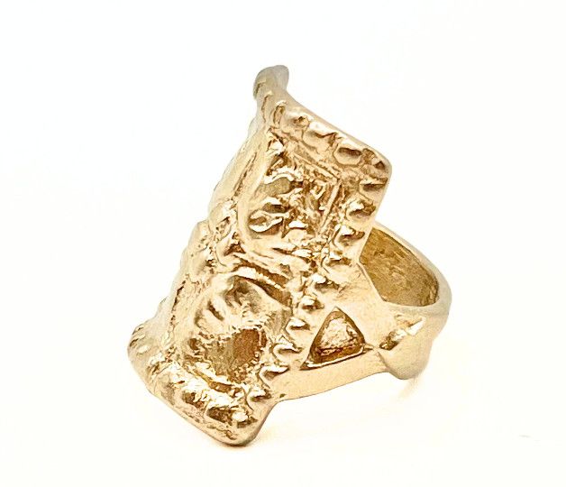 Ring, Bronze Rectangle Medallion, Sz 7 &amp; 9