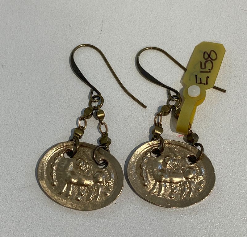 Earrings, Bronze Griffin Pendant Wires