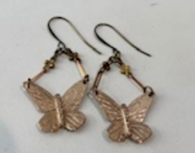 Earrings, Bronze Butterfly Chandelier