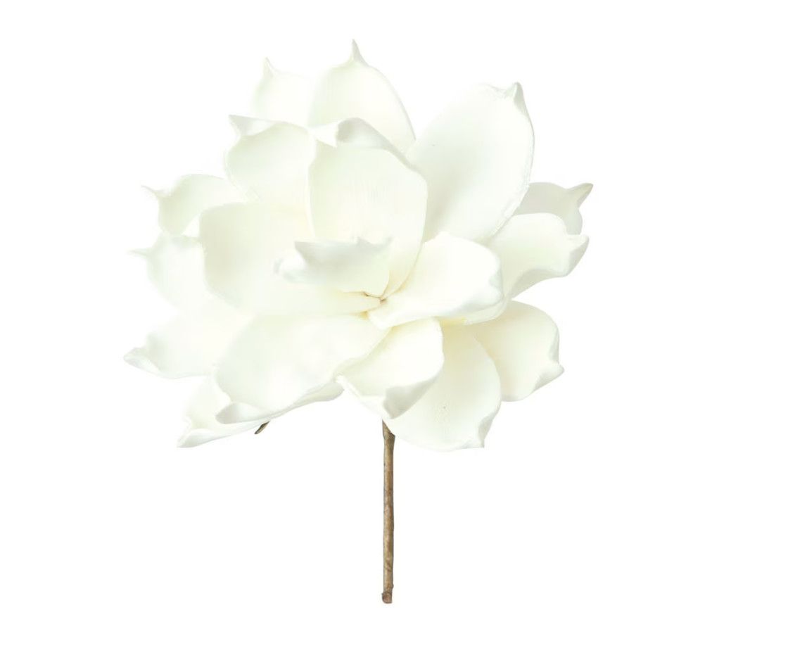Faux Floral, 6&quot; w, Large White  Multi-Petal Magnolia -Type Flower