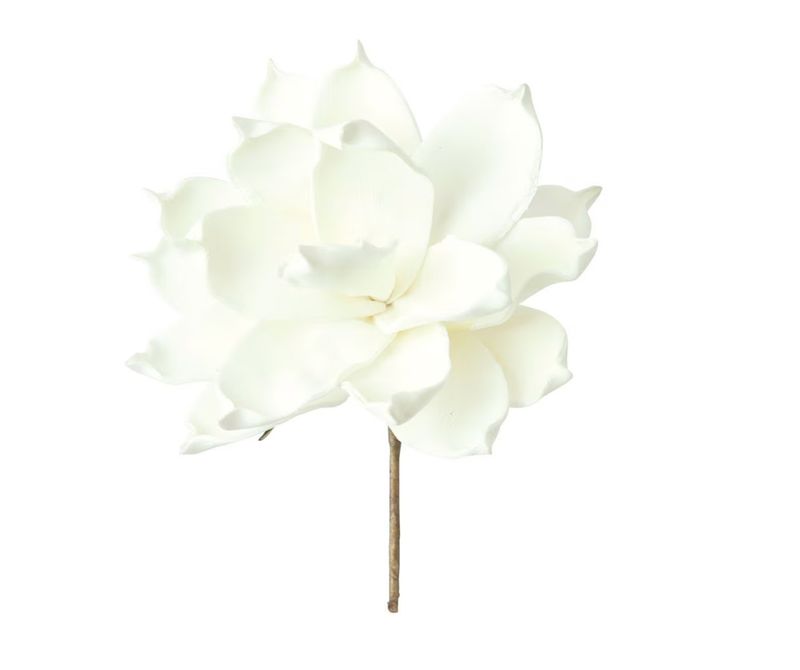 Faux Floral, 6&quot; w, Large White  Multi-Petal Magnolia -Type Flower