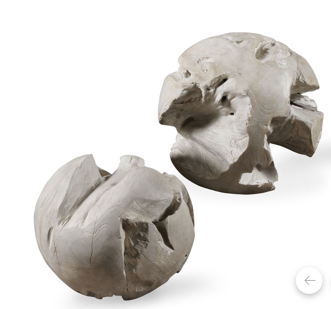 Teak Balls, Lt Gray Glaze, Small