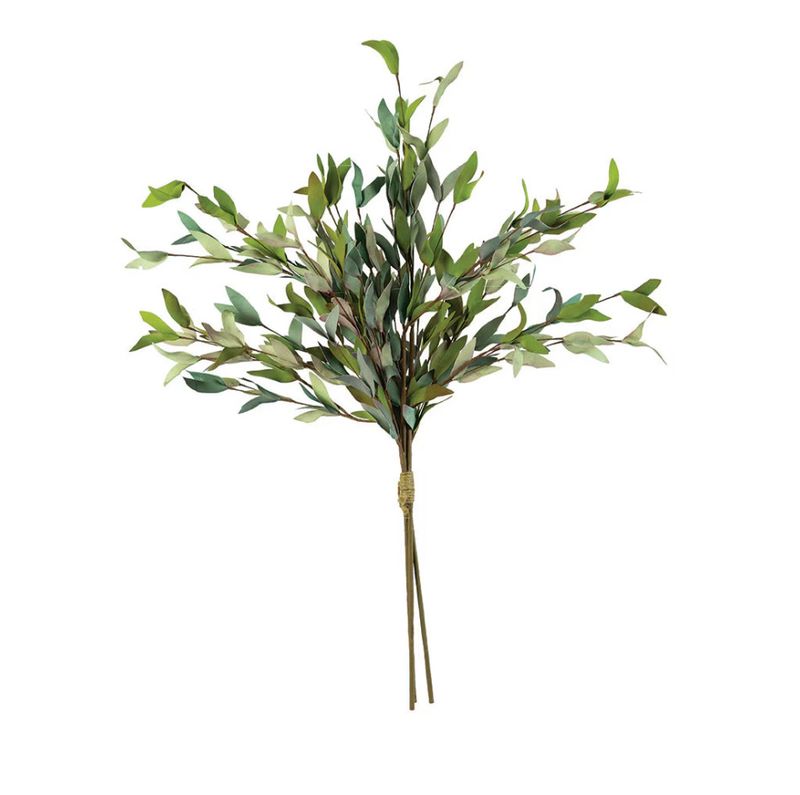 Faux Green Leaf Branches, Cluster 3 stems, Olive Leaf, 34&quot;