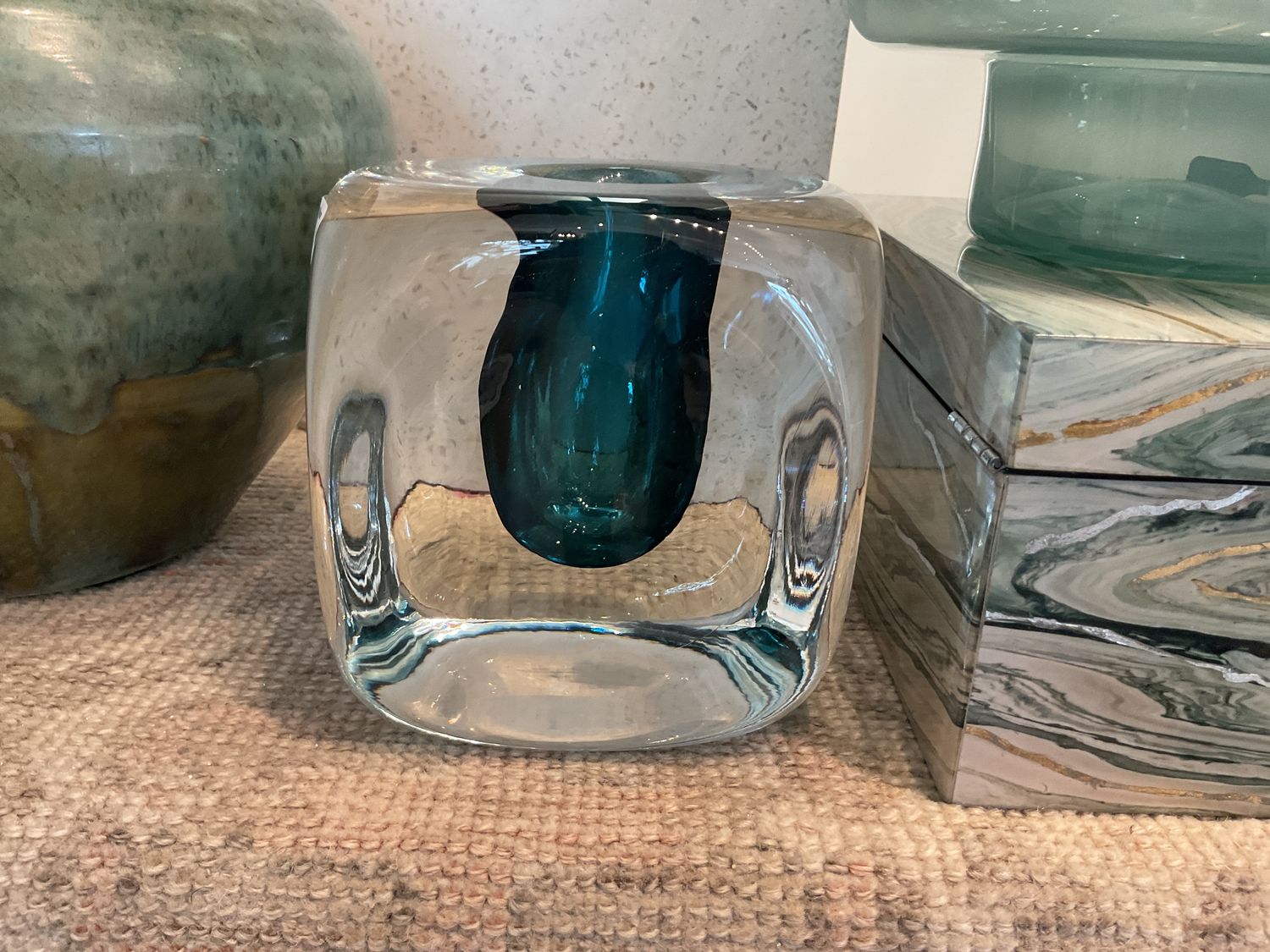 Vase, Azure Square Glass