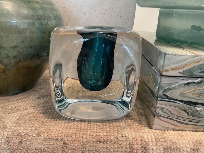 Vase, Azure Square Glass