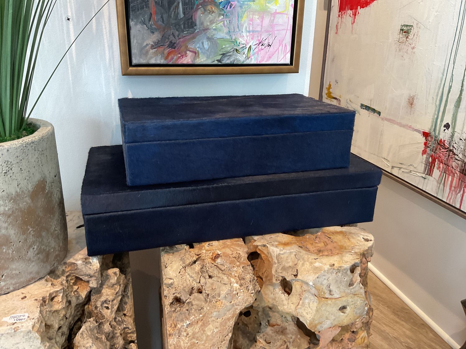 Box, Navy Hair on Hide, Small