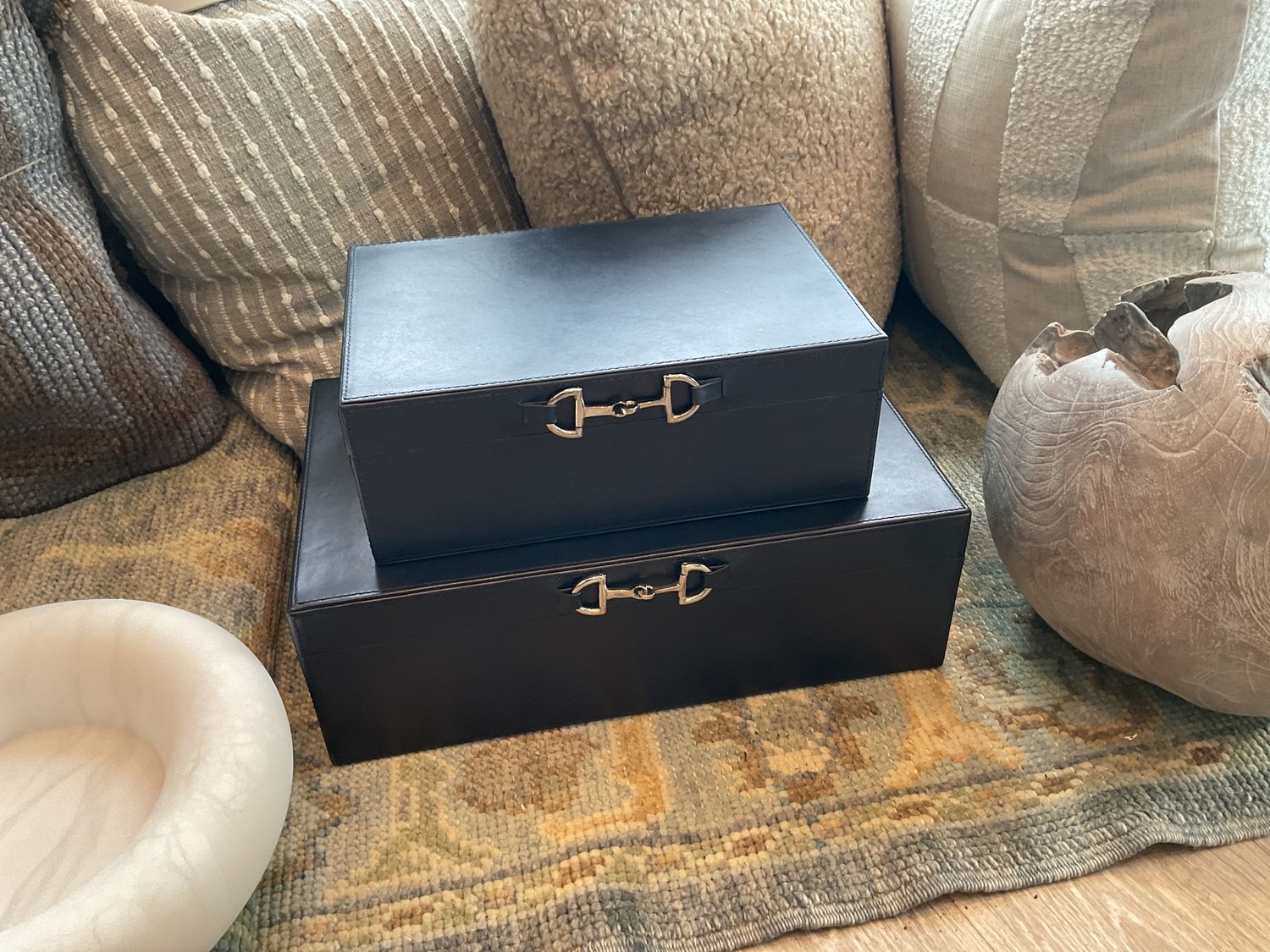 Box, Horse bit Navy Leather Jewelry, Large