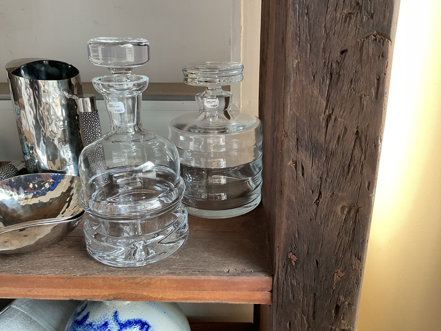 Decanter, Ribbed Clear Short